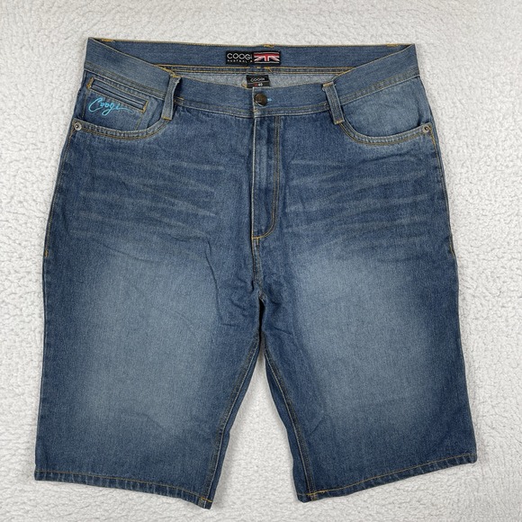 Coogi Shorts Mens 40 Blue‎ Jean Denim Australia Animal Print Pockets Y2K Vintage - Picture 1 of 16